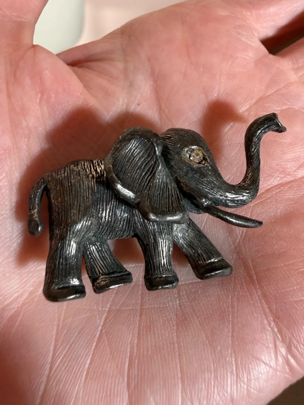 Vintage Hobe' Silver Elephant Lucky trunk up Brooch